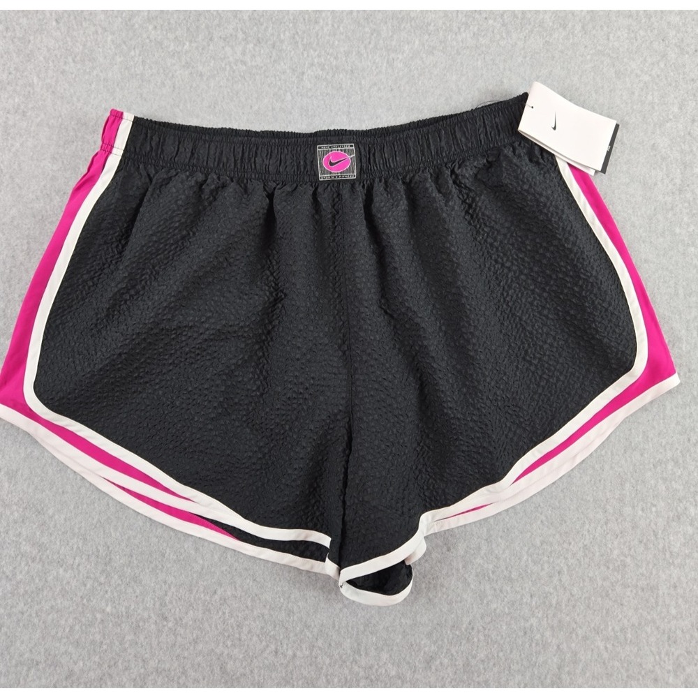 Nike Dri-FIT Women Size 1X Running Shorts Polyester Elastic Waist Black Logo NWT